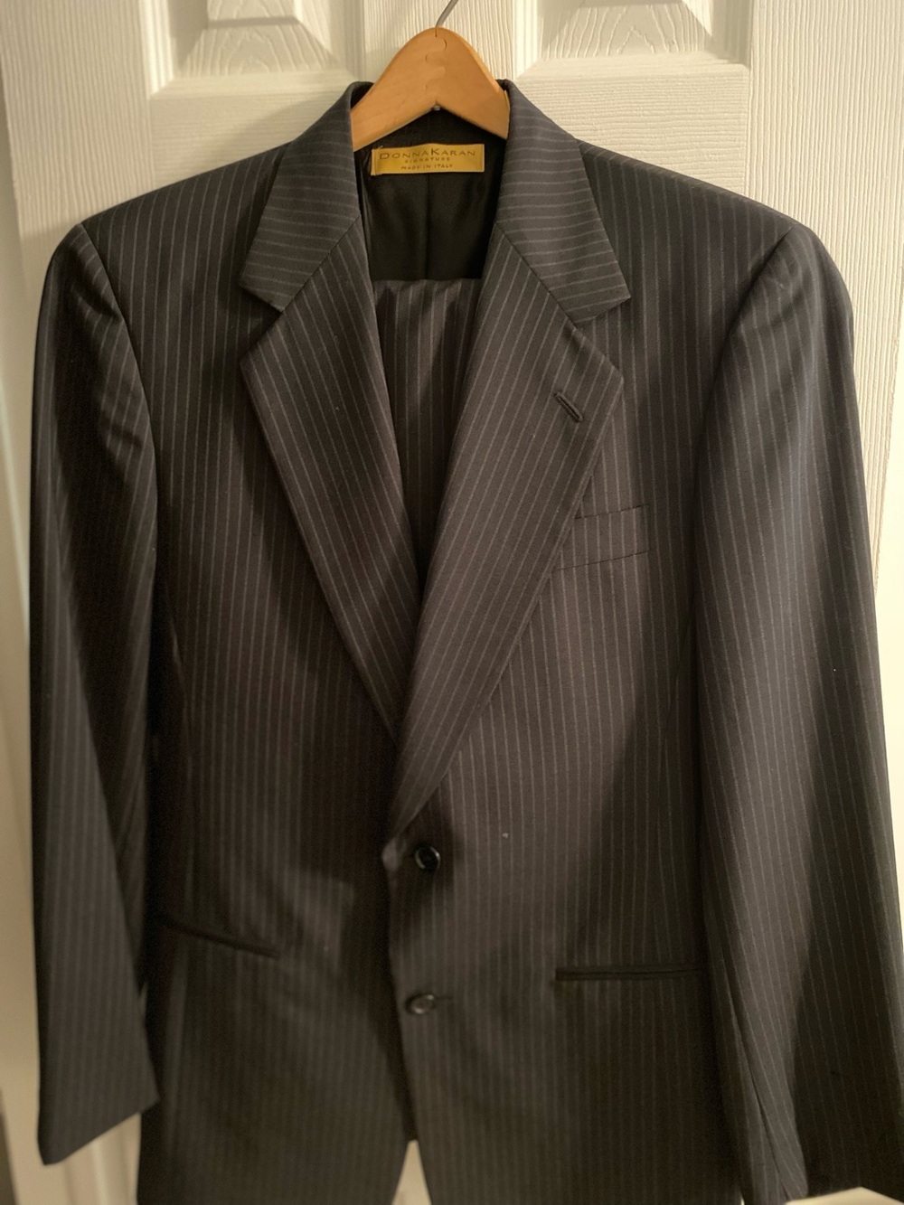 Donna Karan Signature Men’s Black Pinstripe Suit